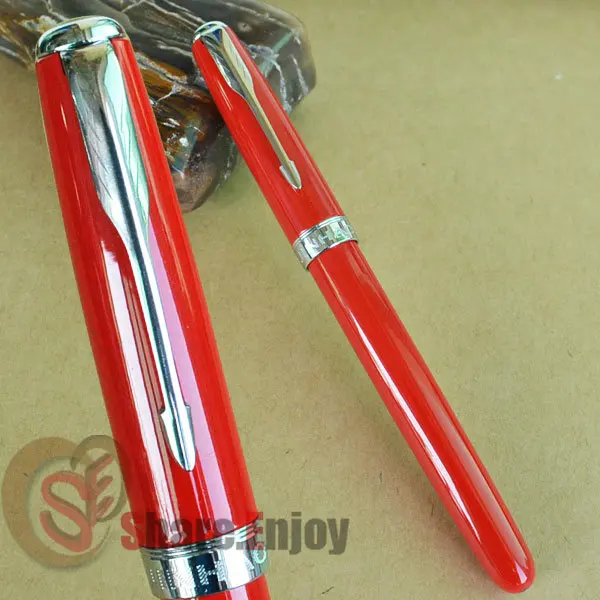 JINHAO 601 большая красная и Серебряная ручка перьевая с зажимом тонким