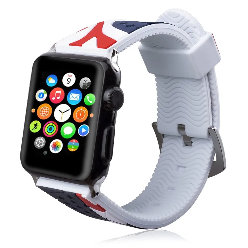 Ретро Национальный флаг силиконовый ремешок для наручных часов для Apple Watch серии 1/2/3/4/5 звезд и полос Напульсники 38/40 мм/42 44 мм