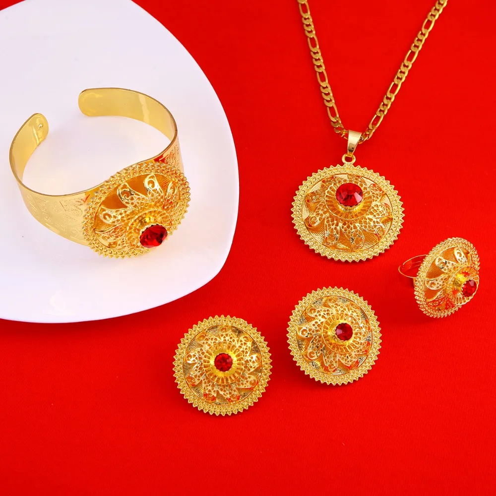 Комплект ювелирных изделий из колье серёг кольца и браслета|ethiopian jewelry set|sets
