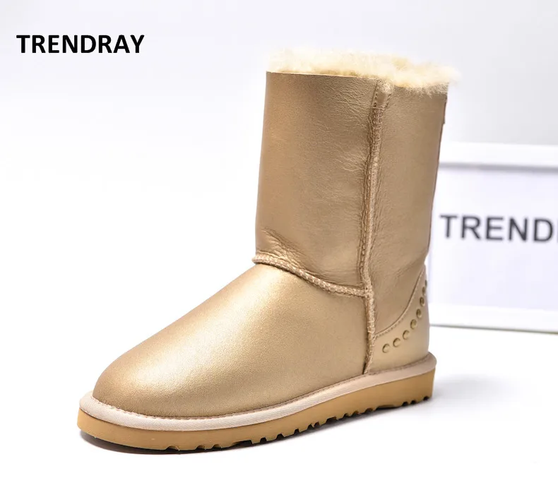 Trendray 2017 Лидер продаж Для женщин зимние теплые сапоги 100% натурального овечьего