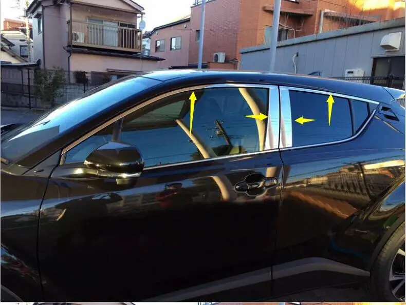 Chrome Stainless Steel Upper Window Trim+Central Pillar Cover Trims 6-16PC For Toyota C-HR C HR 2016 2017 | Автомобили и