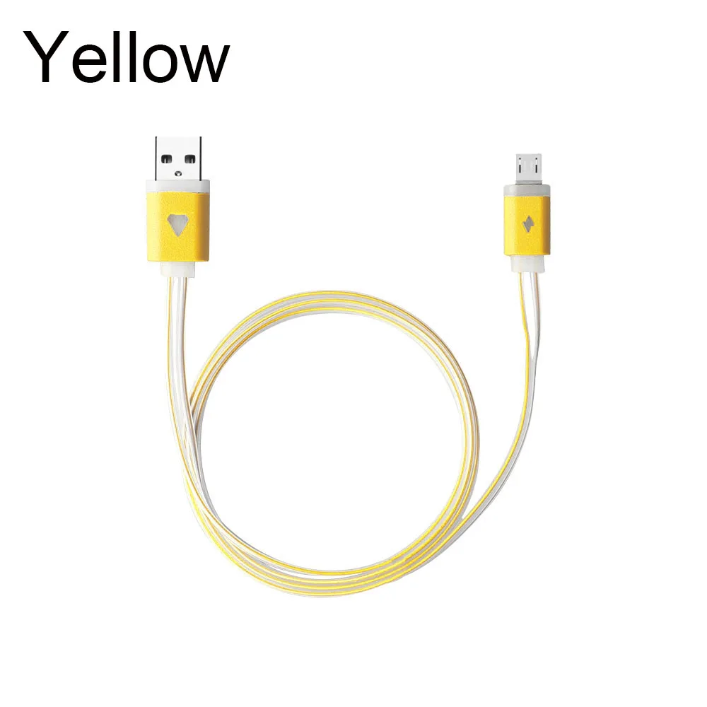Yellow 1 шт. модный цветной Micro USB светодиодный кабель-светильник для зарядки и синхронизации данных для смартфонов Android - Испускаемый цвет: Yellow
