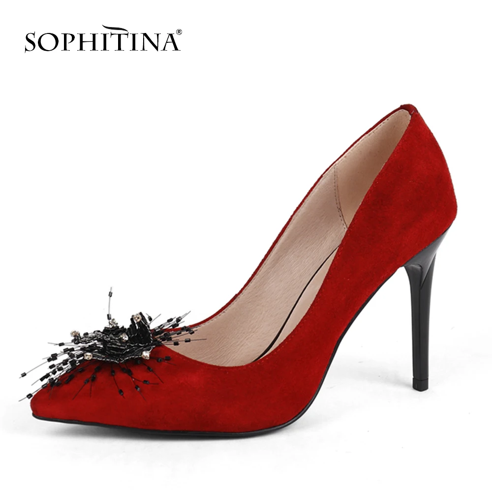 SOPHITINA/ Сексуальные женские туфли-лодочки с острым носком; Повседневние обуви на тонком каблуке без шнуровки модные открытые женские туфли-лодочки на очень высоком каблуке; SC161