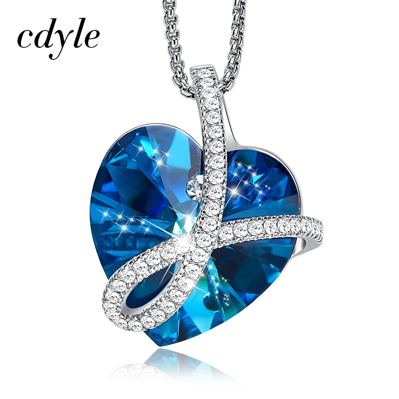 Романтическое украшение Cdyle LOVE YOU FOREVER ожерелье с кулоном в виде синего кристалла