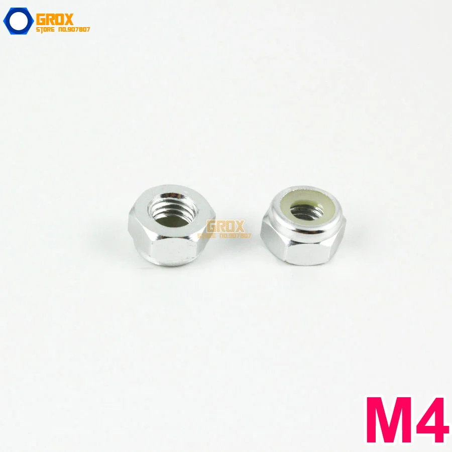 

20 Pieces M4 Silver Hex Nylon Lock Nut Aluminum