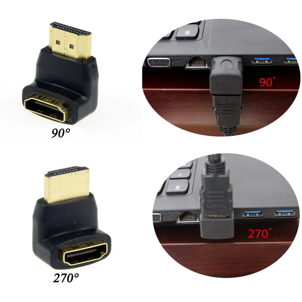 Адаптер для кабеля HDMI Папа 1 шт. преобразователь удлинитель угол 90 градусов 270 HDTV