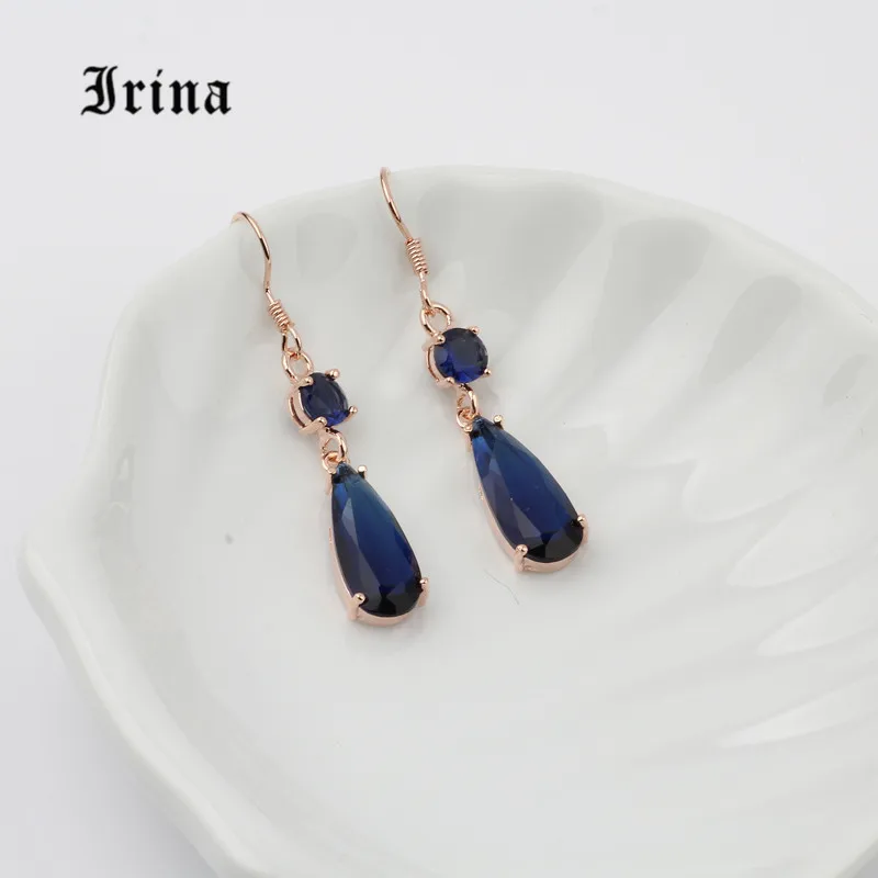 Blue Модная длинная водяная капля 8 цветов кубический цирконий камень серьги Для женщин Свадебные украшения подарок серьги для молодой женщины - Окраска металла: Blue