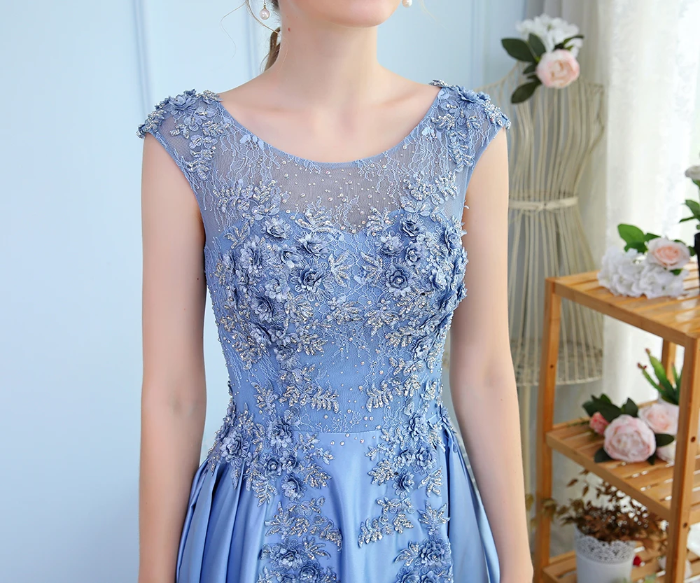 Женское атласное вечернее платье SSYFashion, роскошное длинное бальное платье без рукавов, с цветочным кружевом и бисером, банкетное платье для свадебных торжеств и выпускных вечеринок