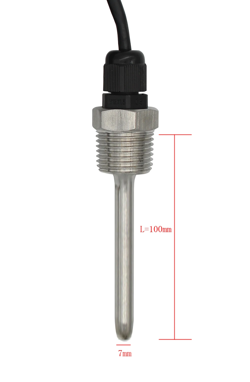 1x Цифровой Датчик температуры DS18B20 G1/2 &quotрезьбовой зонд диаметр = 7 мм 1 м 3 жильный