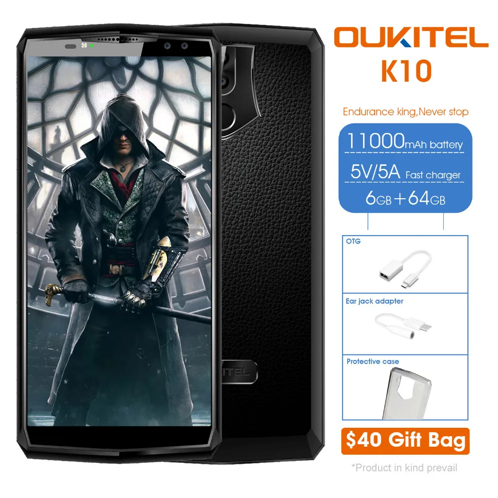 OUKITEL K10 6 ГБ 64 Гб мобильный телефон 4G смартфон Android 7 1 0 &quot18:9 полный Дисплей 11000 мА/ч