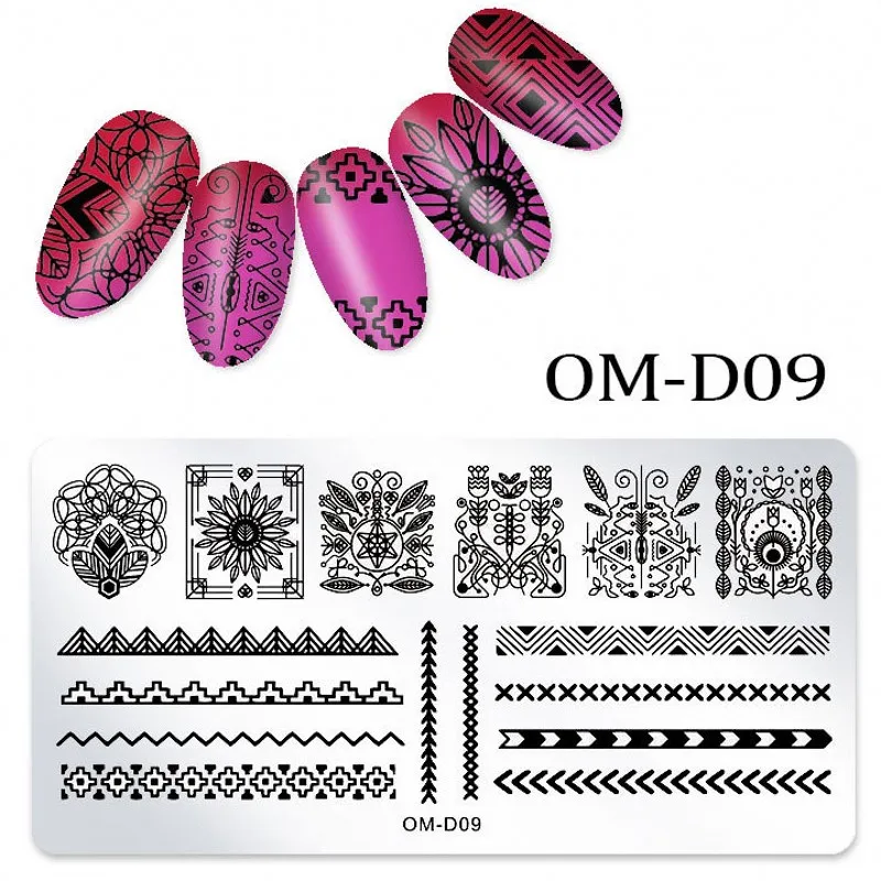 Прямоугольные пластины для стемпинга 6*12 см фрукты птица геометрический узор