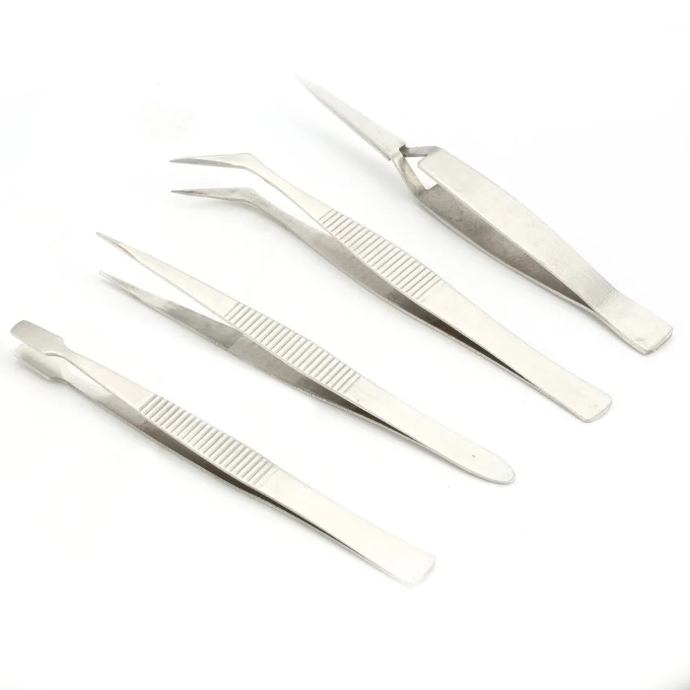 4 шт./компл. прецизионный инструмент для пинцета комплект из нержавеющей стали