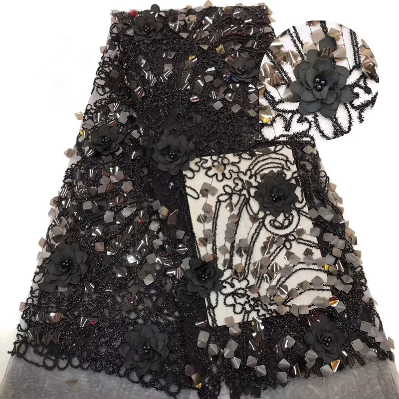 3D цветок аппликации с бисером и блестками сетка тюль кружева ткань новый стиль