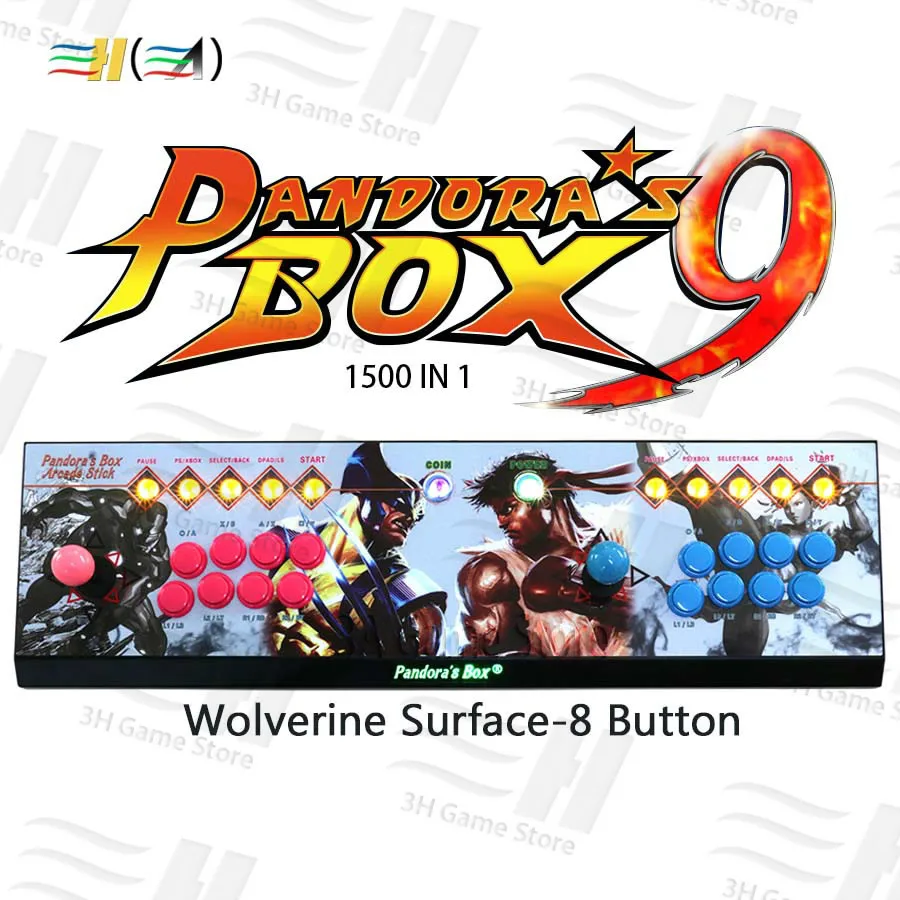 Pandora Box 9 1500 В 1 8 кнопочная Консоль 2 игрока Pandora's box 5 plus аркадные игры контроллер HDMI VGA выход HD 720p ТВ