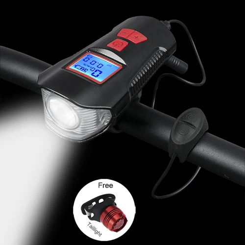 Deluxe Red Велосипедный светильник, перезаряжаемый, USB, MTB, велосипедный головной светильник, велосипедный светильник, велосипедный светильник s светодиодный светильник-вспышка для велосипеда, передний светильник, спидометр 3 в 1 - Цвет: Deluxe Red