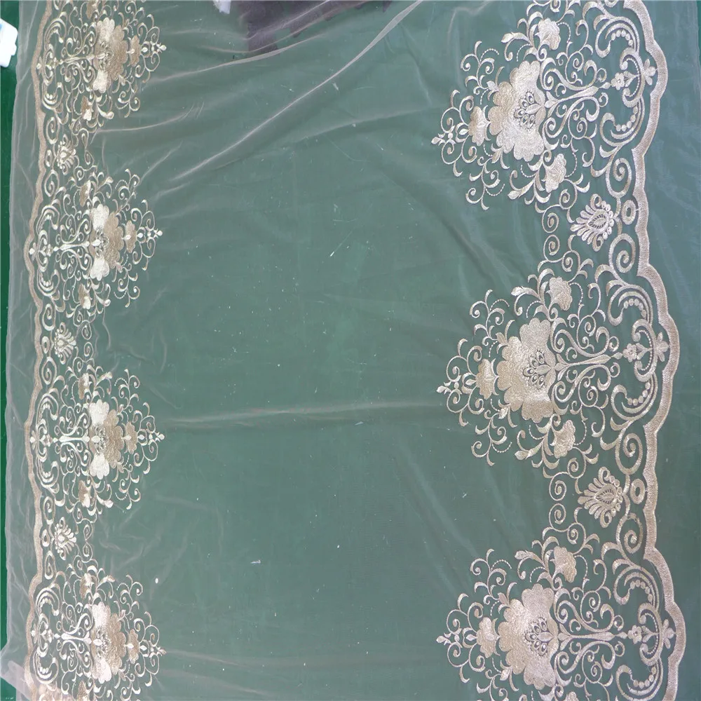 

New Elegant Gold Thread African Tulle Lace Fabric For Party Dress Embroidery Nigerian Net Mesh Lace Fabric 3 Yards