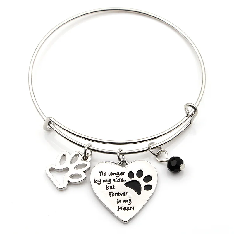 Винтаж Шарм DIY Браслеты Товары для собак отпечаток лапы Регулируемый Провода