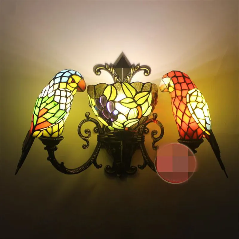Лампа на стену с попугаями европейская краткая Тиффани бра для гостиной Декор
