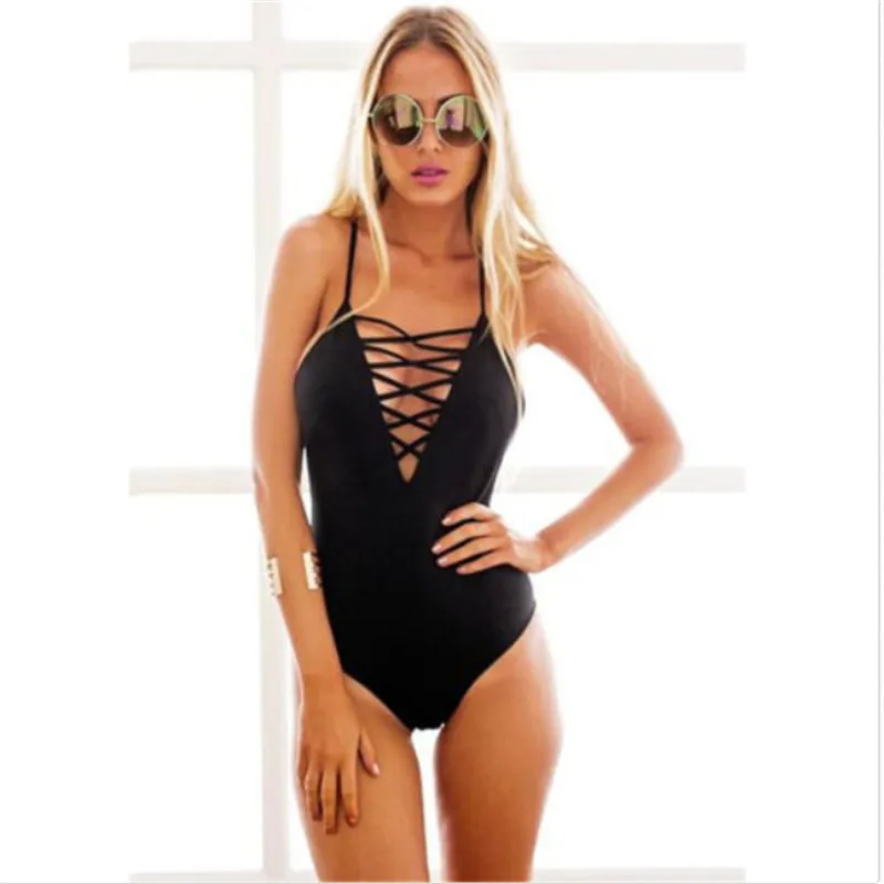 Женский купальник бикини GLANE с вырезами пуш ап монокини высокой талией|swimwear