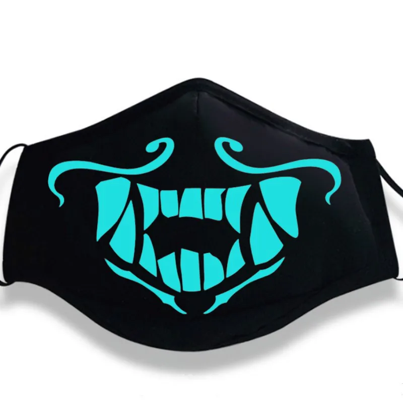 Небесно-голубой Игра KDA K/DA группа Akali маска изгой убийца косплей маски ночные огни светящиеся растущие в темноте маски для лица рот муфельные реквизиты - Цвет: Небесно-голубой