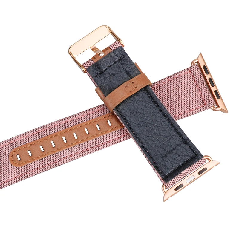 Браслет для apple watch series 4 3 2 1 Сменный ремень для iwatch холст с классической пряжкой темно-синий джинсовый