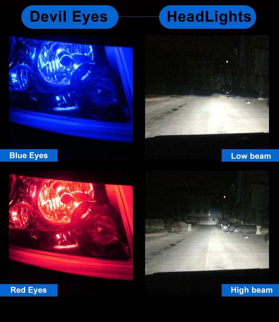 CARLitek Led 9005 9006 H7 H11 красный/синий Devil Eyes автомобильная светодиодная лампа для фары 10000лм 6500 к CSP чип светодиодная противотуманная фара проектор Объектив