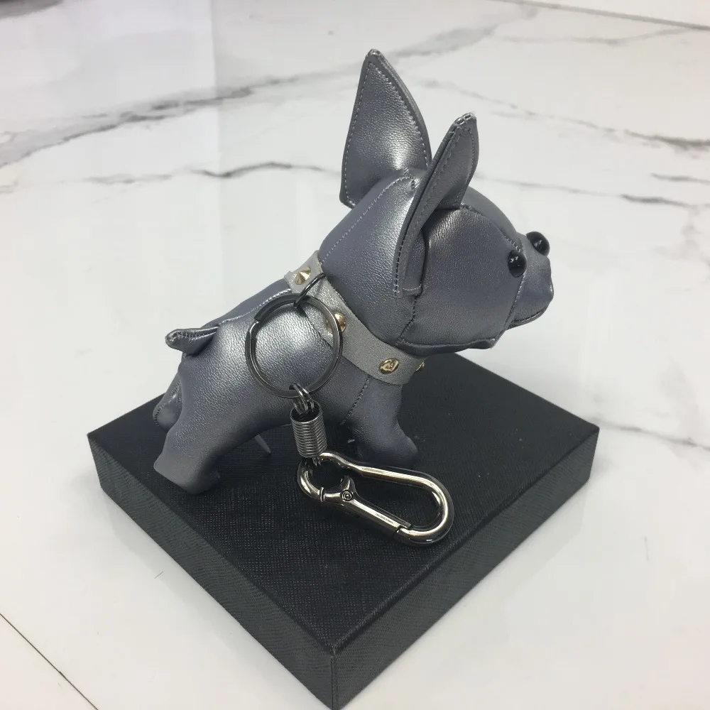 Bulldog Keychain Pu Leather France Bulldog Keychain Handbag Animal Dog Keyring Holder Bag Charm Trinket Bulldog Bag Accessories