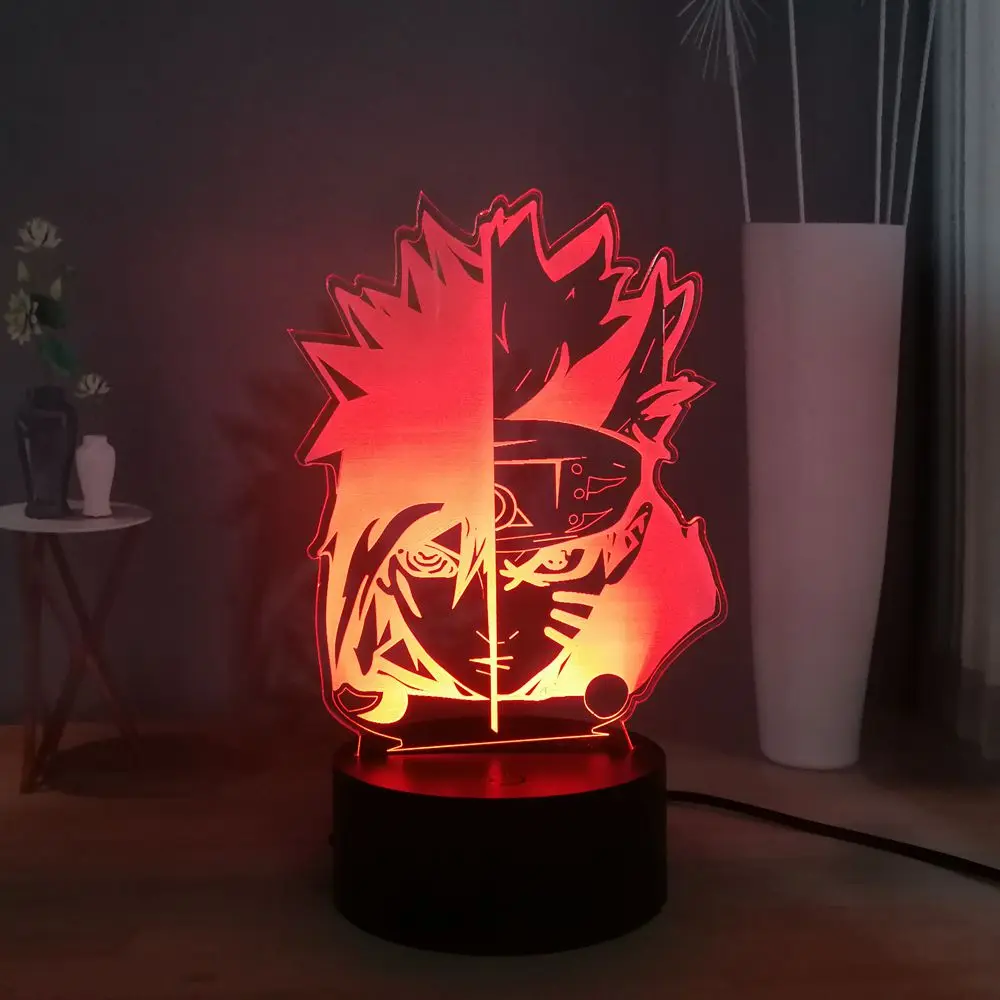 Наруто Uzumaki 3D иллюзия Лампа японского аниме USB переключатель разноцветный светодиодный ночник для спальни декоративное освещение для дома