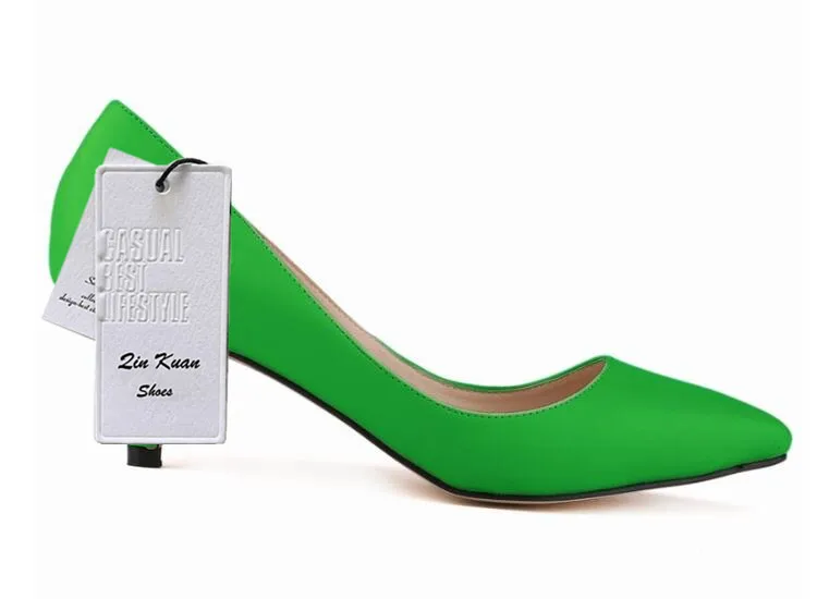 Spring Women Leather Sexy Pointed Toe Daily High Heel Shoes Plus Size 34-42 Ladies Candy Color Fashion Office Pumps QKP0258B