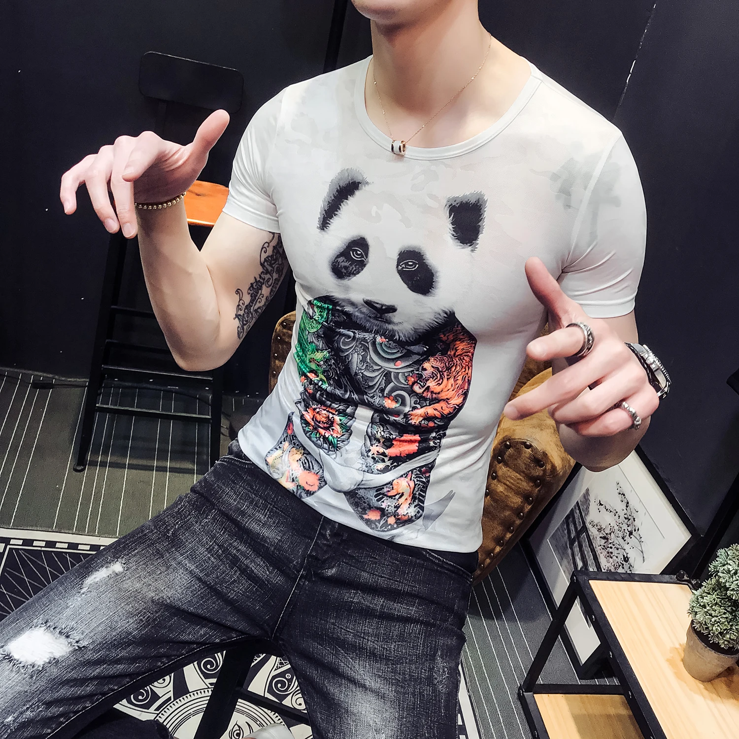 Мужская футболка 2018 летний корейский стиль Развивайте мораль человек печати