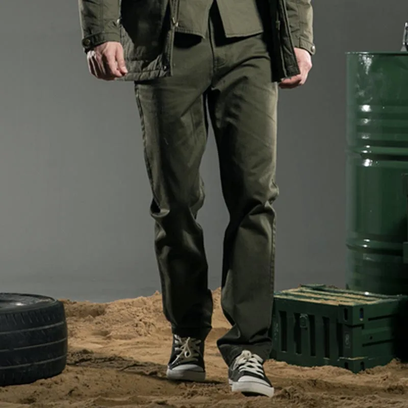 Мужские повседневные длинные брюки в стиле милитари зеленые армейские
