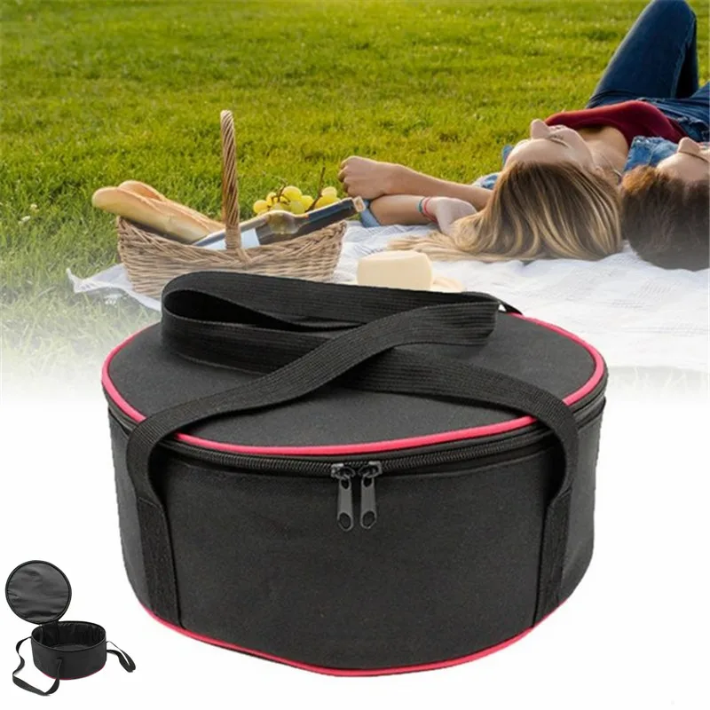 Large Outdoor Camping Bowl Pan Set Picnic Barbecue Kitchen Utensils Round Storage Pot Bag