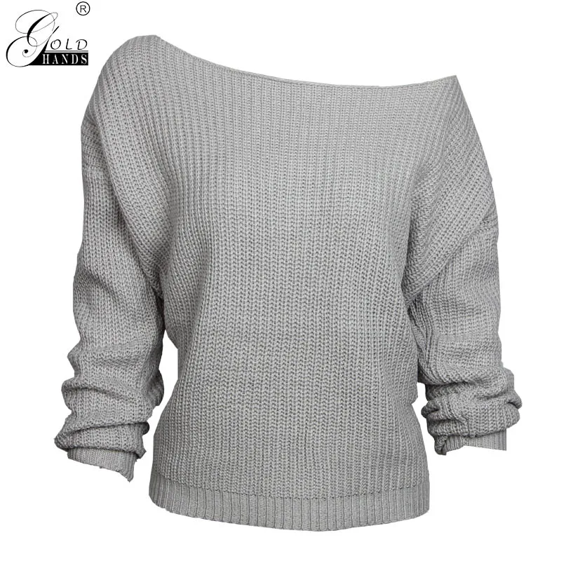 Женский свитер на одно плечо вязаный Повседневный весенний женский с рукавами
