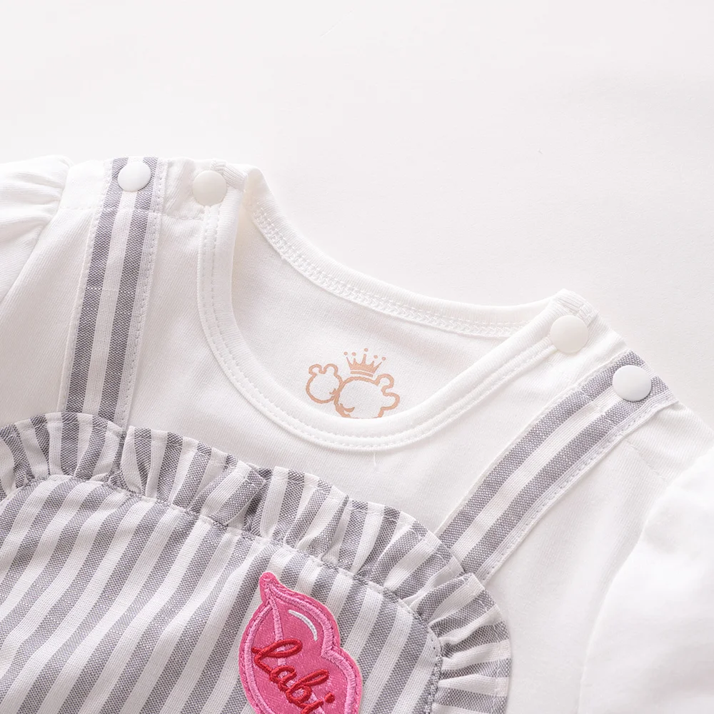 LABIBABY/комбинезон с коротким рукавом для маленьких девочек цельнокроеное