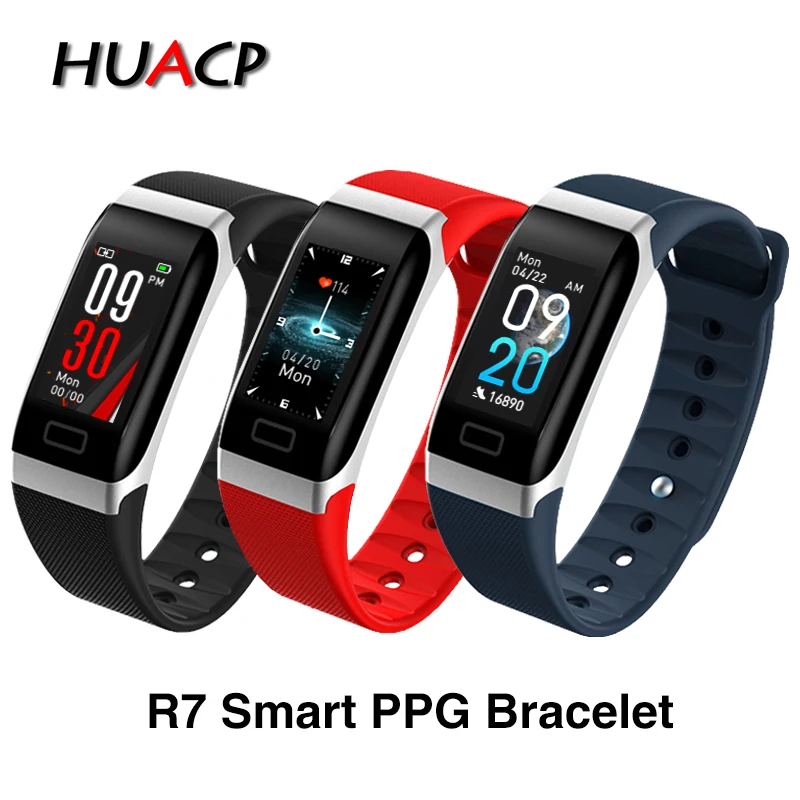 HUACP R7 Smart Watch Sport монитор сердечного ритма крови Давление фотоплетизмографический(PPG) фитнес-трекер здоровья наручные браслет USB для зарядки