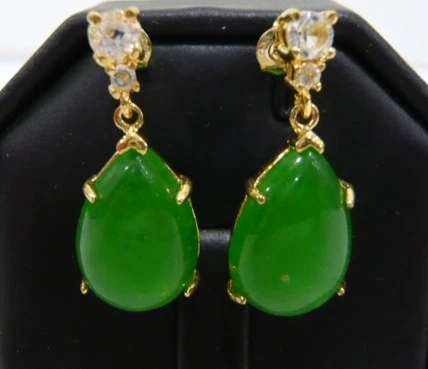 

wholesale latest Jewelry AAA Green Natural jade FINE plated fashion earrings #501