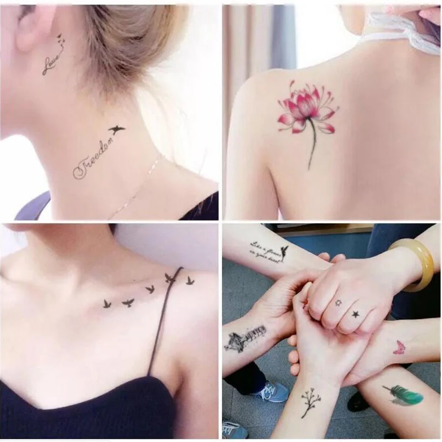 30 шт. наклейки на временную татуировку цветок роза Бабочка буквы