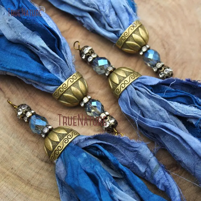 Оптовая продажа бахрома в стиле бохо искусственные тюльпановые синие оттенки