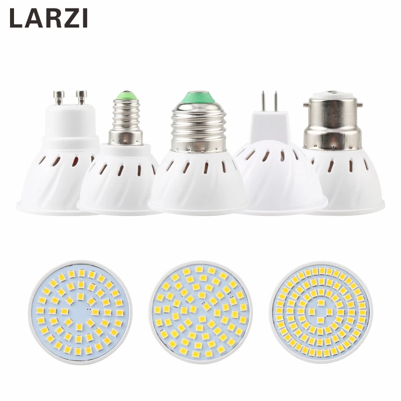 LARZI светодиодный светильник E27 E14 GU10 MR16 B22 110V 220V Светодиодный светильник Lampara светодиодный лампы Точечный светильник SMD 2835 48 60 80 Bombillas точечный светильник