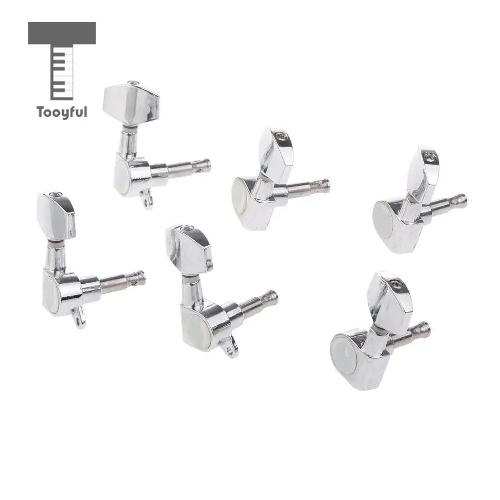 Tooyful 3R+3L Acoustic Electric Guitar String Semiclosed Tuning Pegs Tuners Machine Heads+Ferrule+Screws Accessory Silver | Спорт и