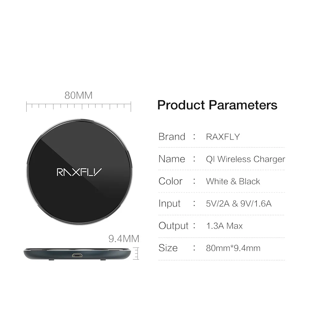 Raxfly 10W QI беспроводная зарядка для телефона iPhone 8 Plus X 10 авто безпроводная площадку