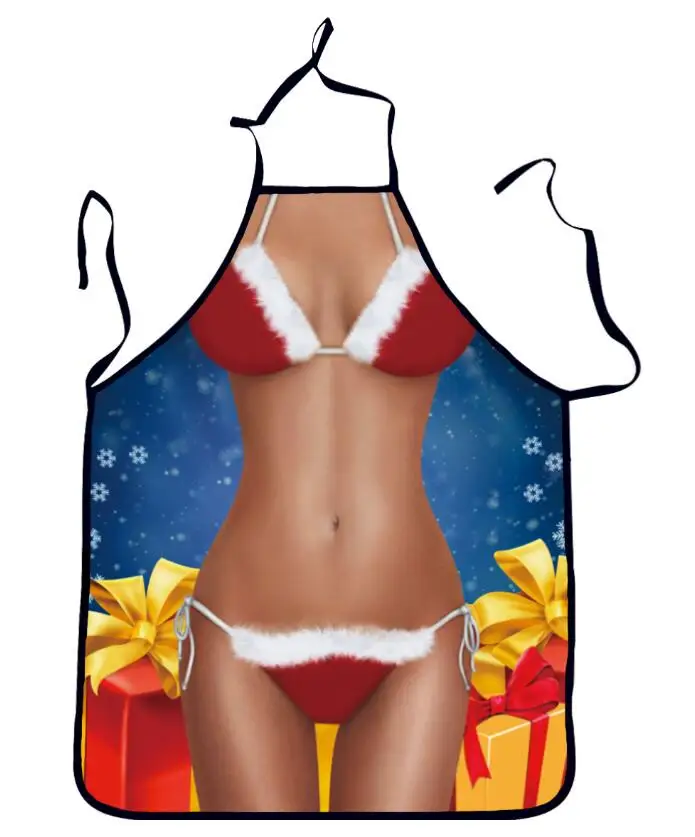 Creative funny Christmas design cooking aprons sanitary cleaning cartoon cat style sexy lady men picture gift | Дом и сад