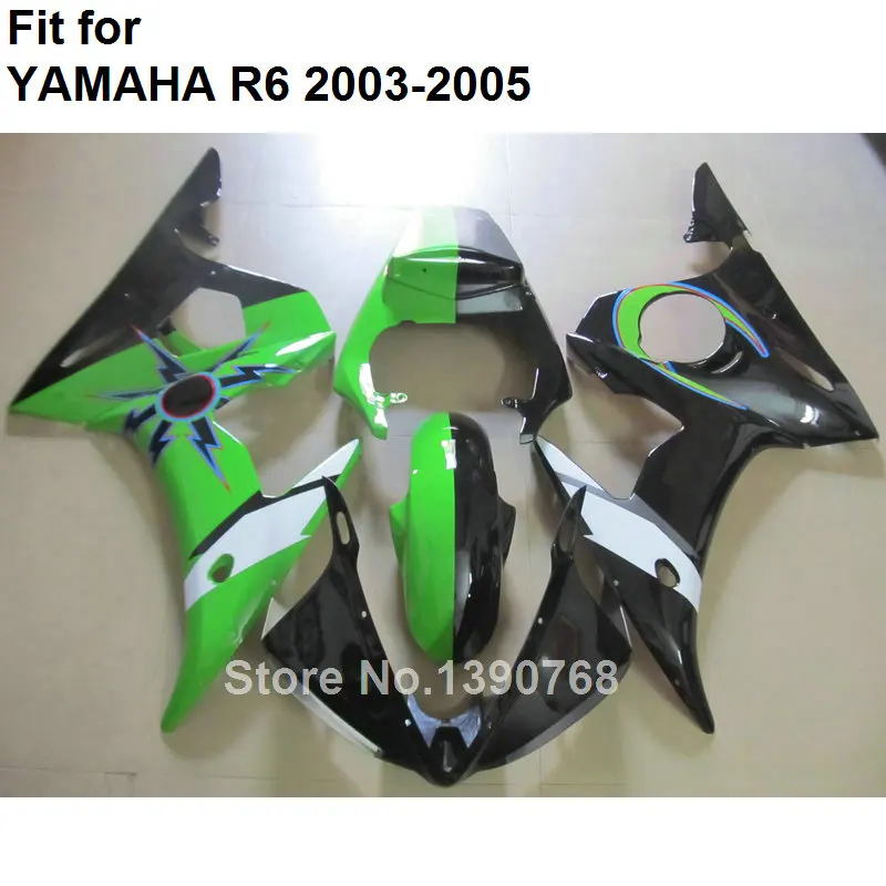 Кузовов обтекатель комплект для YAMAHA R6 2003 2004 2005 зелено-черные Обтекатели YZF 03 04 05 HZ56