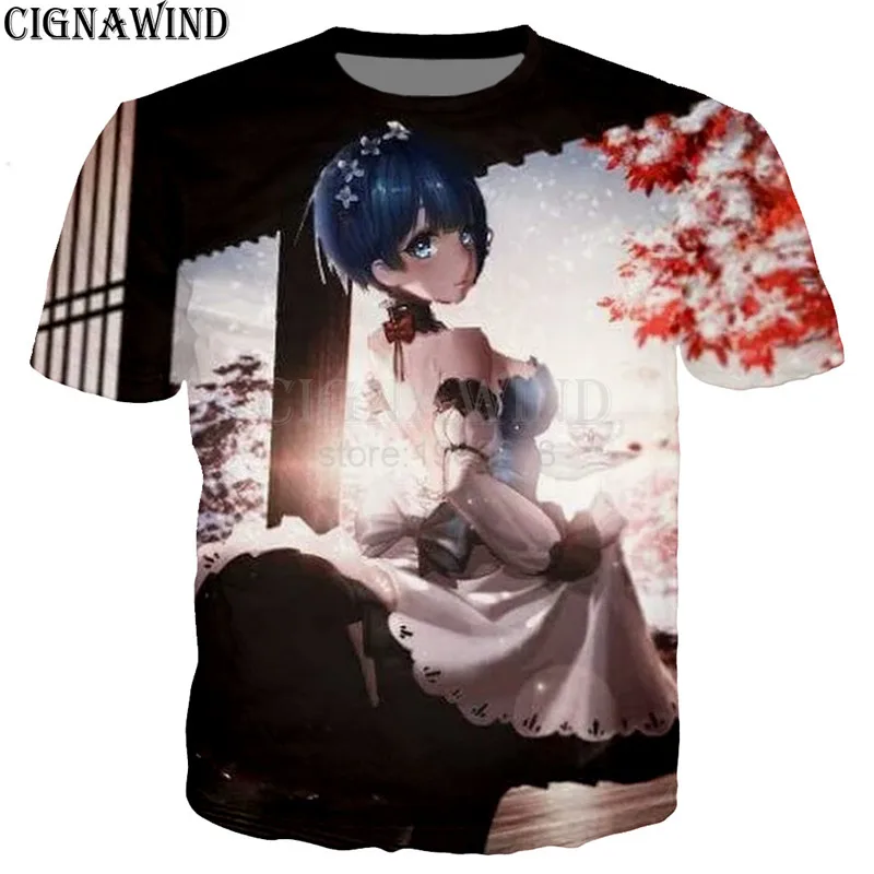 Новинка harajuku аниме Re Zero Rem Футболка Мужская/Женская печать 3D Забавные футболки