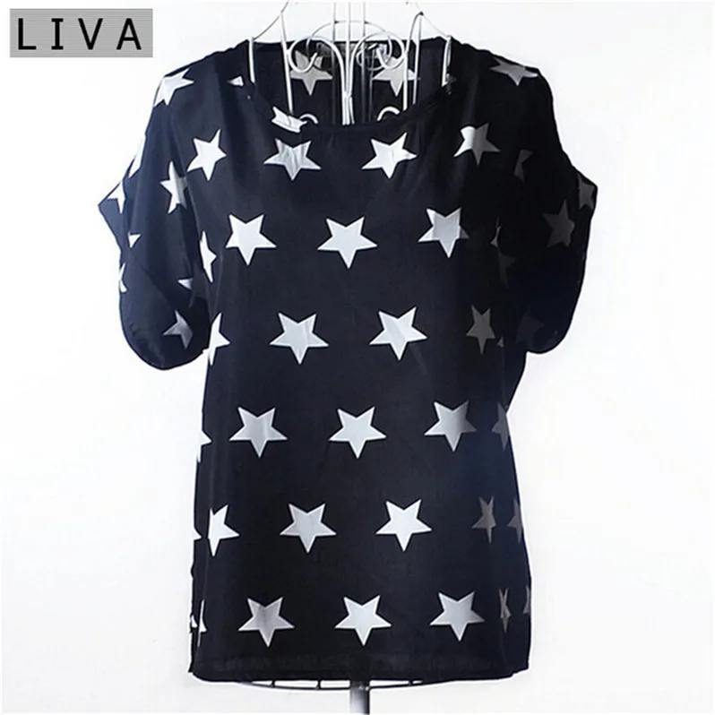 2 Модная тонкая женская рубашка S-XXL, летняя стильная Свободная шифоновая блузка с красочным принтом, повседневные топы с коротким рукавом, женская блуза в полоску - Цвет: 2