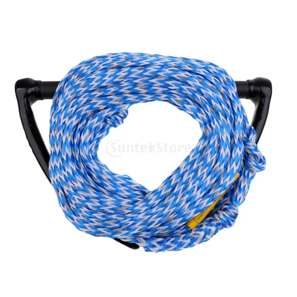 Blue white Безопасность 23 м/75 футов 2200lb 1 секция веревка для водных лыж буксировочный поводок шнур и 1" EVA ручка для Вейкборда Kneeboard серфинга - Цвет: Blue white