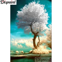 dispaint full squareround drill 5d diy diamond painting white tree embroidery cross stitch 3d home decor a10952