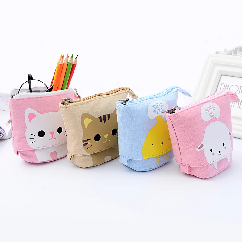 Чехол карандаш с мультяшным котом Kawaii животное холст сумка милая ручка коробка