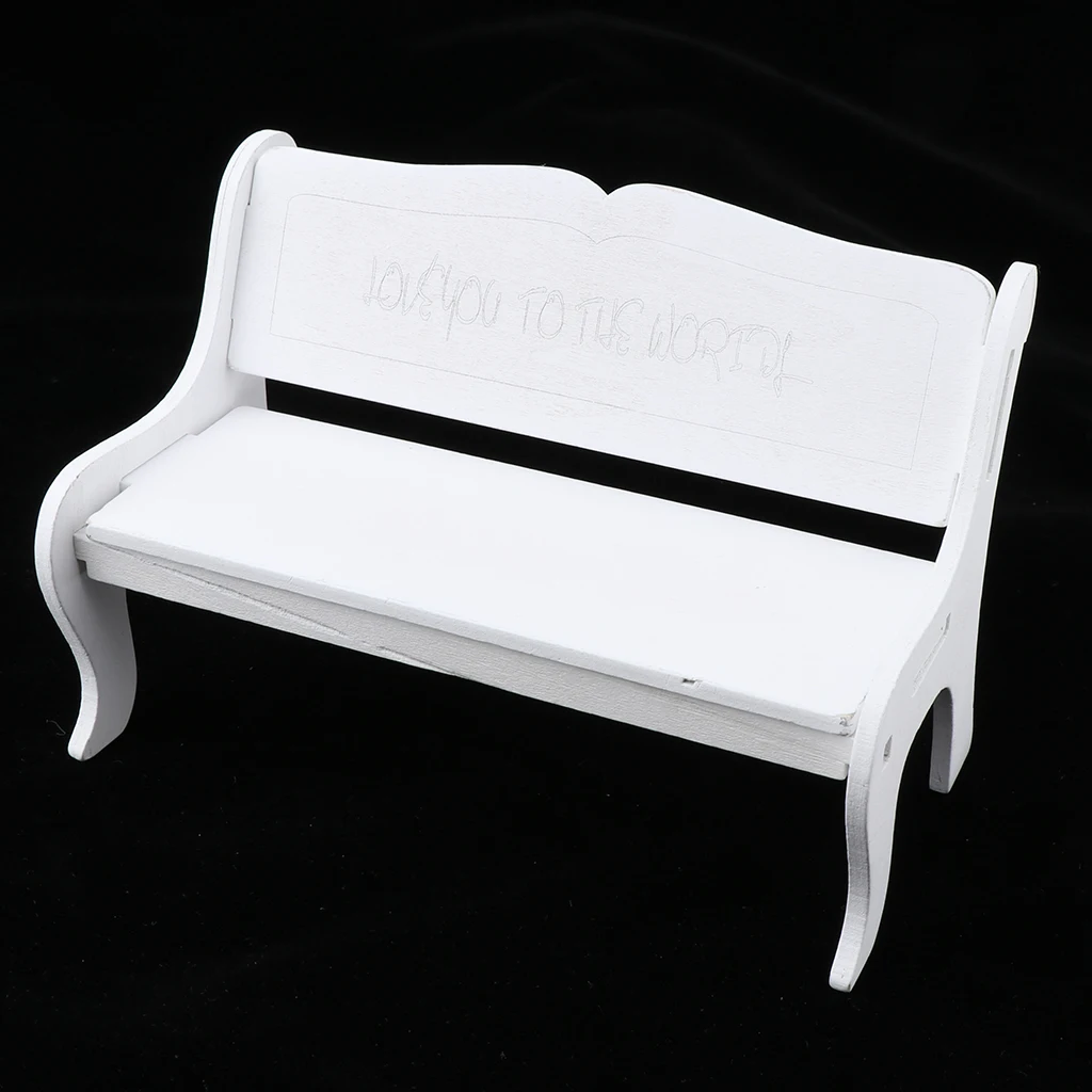 1/6 Fairy Garden Dollhouse Outdoor/Garden/Patio Double Chair for Blythe Doll Accessories White