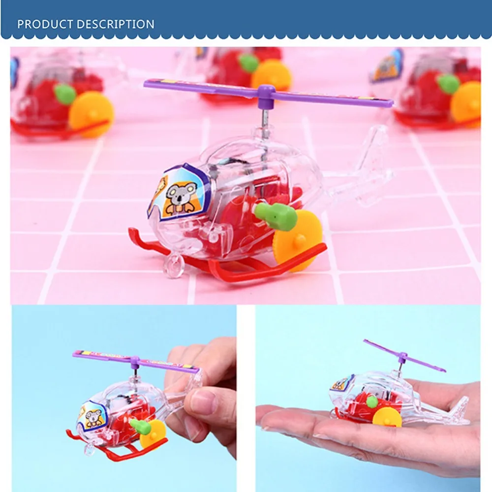 

Puzzle Mini Children's Helicopter Toy Airplane Portable Transparent Winding Clockwork Small Aircraft Kids Plastic Plane Toy Gift